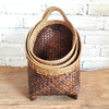 Set 3 Oval Whitewash Bamboo Basket