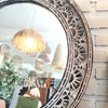 Round Antique Tribal Carved Wooden Mirror