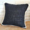 Black Raw Cotton With White Stitch Border