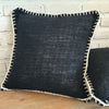 Black Raw Cotton With White Stitch Border