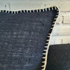 Black Raw Cotton With White Stitch Border