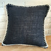 Black Raw Cotton With White Stitch Border