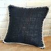 Black Raw Cotton With White Stitch Border