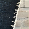 Black Raw Cotton With White Stitch Border