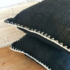 Black Raw Cotton With White Stitch Border