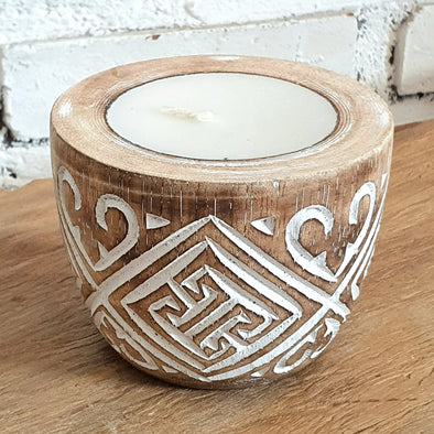 Wooden Love Aztec Carved Candles