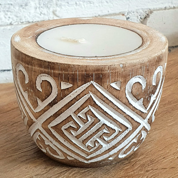 Wooden Love Aztec Carved Candles