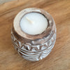 Leaves Wooden with Zigzag Carved Candles