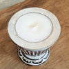 Glass Wooden Zigzag with Line Carved Candles