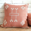 Embroided Motif On Pink Cotton Cushion