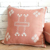 Embroided Motif On Pink Cotton Cushion