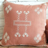 Embroided Motif On Pink Cotton Cushion