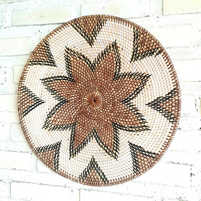 New Flowers Brown Woven Rattan Plates Set of 3