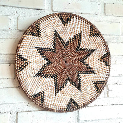 New Flowers Brown Woven Rattan Plates Set of 3