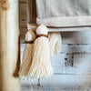 Beige and Golden Brown Embroided Throw With Tassel