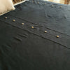 Black Throw with Linear Stitching and Shell Button Details