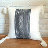 Black & White Striped Motif Cushion With Tassel