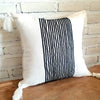 Black & White Striped Motif Cushion With Tassel