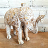 Carved White Washed Wooden Elephant Set of 3