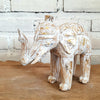 Carved White Washed Wooden Elephant Set of 3