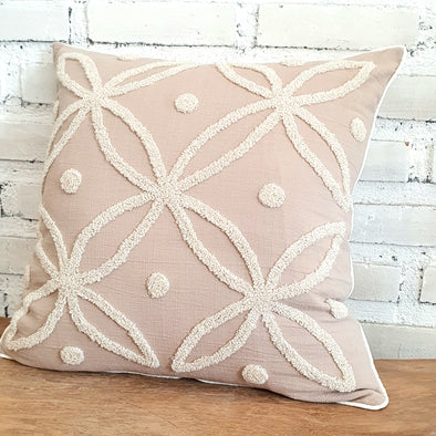 Flower Embroided Motif Cotton Cushions