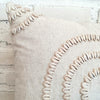 Natural Linen Cotton Cushion With Cowrie Shells