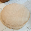 Natural Raw Cotton Pouff With Fringe (Round)