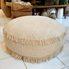 Natural Raw Cotton Pouff With Fringe (Round)