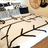 White Embroided Black Throw With Tassel