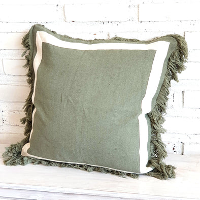 Green Cushion With White Edge