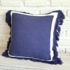 Navy Cushion With White Edge