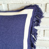 Navy Cushion With White Edge