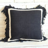 Black Cushion With White Edge And Fringe