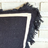 Black Cushion With White Edge And Fringe