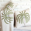 Tropical Palm Embroided Linen Cushion