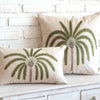 Tropical Palm Embroided Linen Cushion