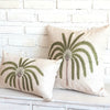 Tropical Palm Embroided Linen Cushion