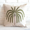 Tropical Palm Embroided Linen Cushion