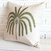 Tropical Palm Embroided Linen Cushion