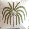 Tropical Palm Embroided Linen Cushion