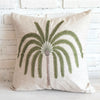 Tropical Palm Embroided Linen Cushion