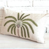 Tropical Palm Embroided Linen Cushion