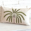 Tropical Palm Embroided Linen Cushion