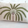 Tropical Palm Embroided Linen Cushion