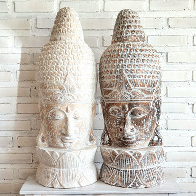 Large Carved Head Buddha Lotus