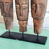 Antique Triplet Carved Wooden Tribal Person With Stand