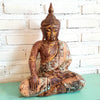 Antique Orange Wooden Meditating Buddha (W)