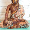 Antique Orange Wooden Meditating Buddha (W)