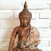 Antique Orange Wooden Meditating Buddha (W)