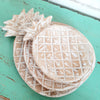 Set 3 Hand-Carved Wooden Pineapple Plate Decor